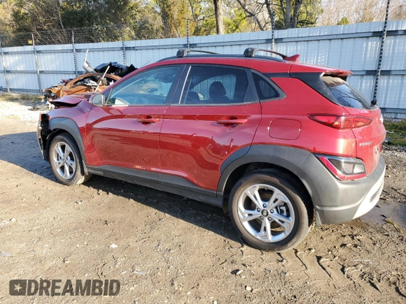 2023 Hyundai Kona SEL with VIN KM8K3CAB0PU053328, listed as a Copart auction lot 49893475 with 3,363 mi miles and Salvage Title. Bid and sale history available at carsss.com. Image 2.