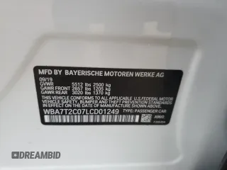 2020 BMW 7 Series 740i with VIN WBA7T2C07LCD01249, listed as a Copart auction lot 89365855 with 38,432 mi miles and Salvage Title. Bid and sale history available at carsss.com. Image 13.