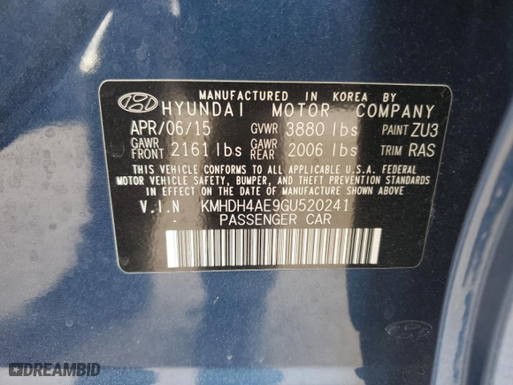 2016 Hyundai Elantra Limited with VIN KMHDH4AE9GU520241, listed as a Copart auction lot 84691234 with 115,831 mi miles and Salvage Title. Bid and sale history available at carsss.com. Image 14.