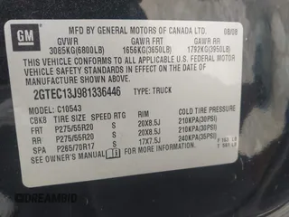 2008 GMC Sierra 1500 SLE1 z VIN 2GTEC13J981336446, wystawiony jako IAAI lot #42260022 z przebiegiem 179 852 mil mil oraz . Historia ofert i sprzedaży dostępna na DreamBid. Obrazek 9.