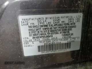 2013 Nissan Sentra SL with VIN 3N1AB7AP8DL685413, listed as a Copart auction lot 50060235 with 90,138 mi miles and Salvage Title. Bid and sale history available at DreamBid. Image 13.