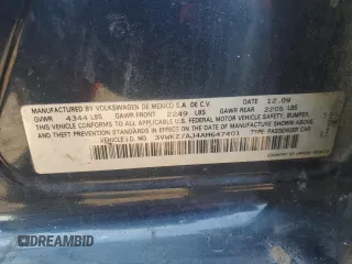2010 Volkswagen Jetta S z VIN 3VWKZ7AJ4AM647401, wystawiony jako Copart lot #63454595 z przebiegiem 207 145 mil mil oraz Szkoda całkowita • Salvage title. Historia ofert i sprzedaży dostępna na DreamBid. Obrazek 12.