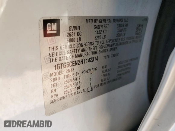 2017 GMC Canyon 2WD SLE with VIN 1GTG5CEN2H1142314, listed as a Copart auction lot 44445105 with 74,584 mi miles and Salvage Title. Bid and sale history available at carsss.com. Image 13.