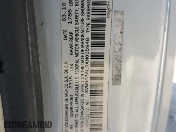 2010 Volkswagen Beetle with VIN 3VWRG3AL9AM005948, listed as a Copart auction lot 48319665 with 70,838 mi miles and Salvage Title. Bid and sale history available at DreamBid. Image 13.