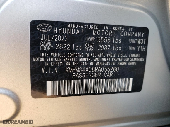 2024 Hyundai IONIQ 6 SEL with VIN KMHM34AC8RA055260, listed as a Copart auction lot 65795814 with NaN miles and Salvage Title. Bid and sale history available at carsss.com. Image 12.