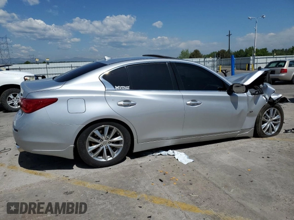 2015 Infiniti Q50 z VIN JN1BV7AR3FM414717, wystawiony jako Copart lot #58420545 z przebiegiem 79 393 mil mil oraz Szkoda całkowita • Salvage title. Historia ofert i sprzedaży dostępna na DreamBid. Obrazek 3.