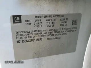2015 Chevrolet Impala LTZ with VIN 1G1155SL2FU116577, listed as a Copart auction lot 82991494 with Not Provided miles and Salvage Title. Bid and sale history available at DreamBid. Image 12.