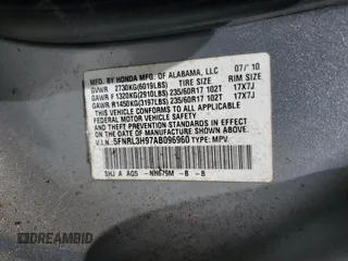 2010 Honda Odyssey Touring with VIN 5FNRL3H97AB096960, listed as a Copart auction lot 49291025 with 167,224 mi miles and Salvage Title. Bid and sale history available at carsss.com. Image 14.