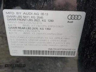 2013 Audi Q5 Premium Plus with VIN WA1DGAFP3DA098104, listed as a Copart auction lot 56033975 with 148,701 mi miles and Salvage title. Bid and sale history available at DreamBid. Image 13.