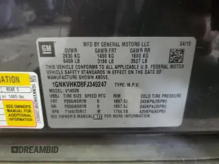 2015 Chevrolet Traverse LT with VIN 1GNKVHKD8FJ349247, listed as a Copart auction lot 58748105 with 132,914 mi miles and Salvage title. Bid and sale history available at DreamBid. Image 13.