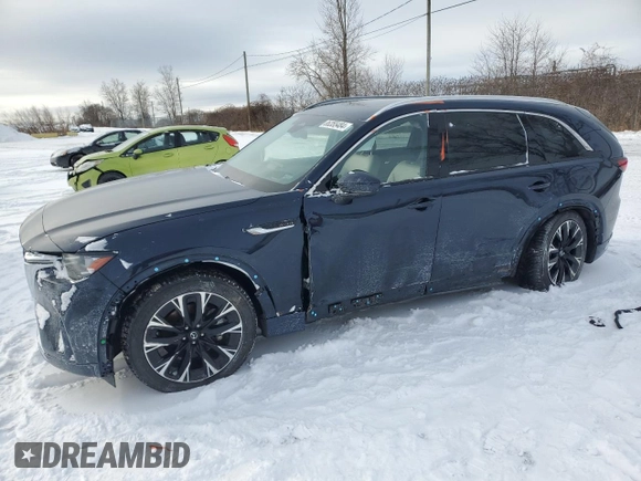 2025 Mazda CX-90 S Premium Plus Package with VIN JM3KKEHC6S1193581, listed as a Copart auction lot 86355484 with 4,455 mi miles and Salvage title. Bid and sale history available at DreamBid. Image 1.
