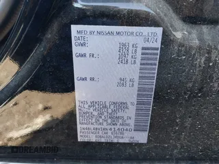 2024 Nissan Altima 2.5 S with VIN 1N4BL4BV1RN414040, listed as a IAAI auction lot 41219296 with 8,604 mi miles. Bid and sale history available at carsss.com. Image 9.