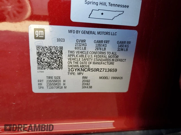 2024 Cadillac XT5 FWD Premium Luxury with VIN 1GYKNCRS0RZ713659, listed as a Copart auction lot 47570665 with 57 mi miles and Clean Title. Bid and sale history available at carsss.com. Image 13.