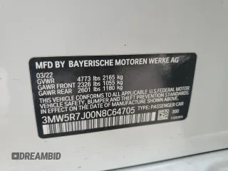 2022 BMW 3 Series 330i xDrive with VIN 3MW5R7J00N8C64705, listed as a Copart auction lot 48624285 with 12,143 mi miles and Salvage Title. Bid and sale history available at carsss.com. Image 12.