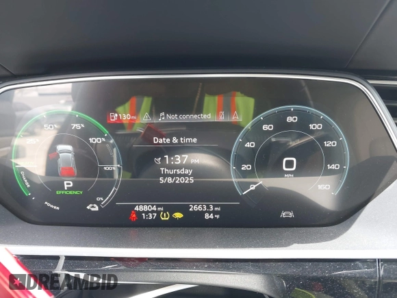 2019 Audi e-tron Premium Plus with VIN WA1LABGE6KB012565, listed as a IAAI auction lot 42220663 with 48,804 mi miles and . Bid and sale history available at DreamBid. Image 7.
