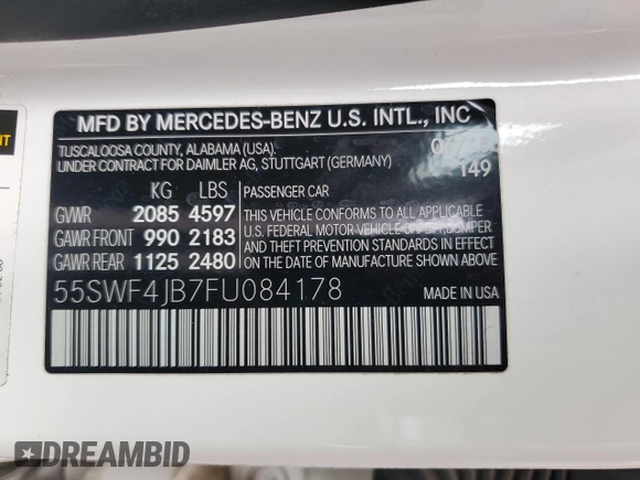 2015 Mercedes-Benz C 300 z VIN 55SWF4JB7FU084178, wystawiony jako Copart lot #48511515 z przebiegiem 100 857 mil mil oraz Szkoda całkowita • Salvage title. Historia ofert i sprzedaży dostępna na DreamBid. Obrazek 12.