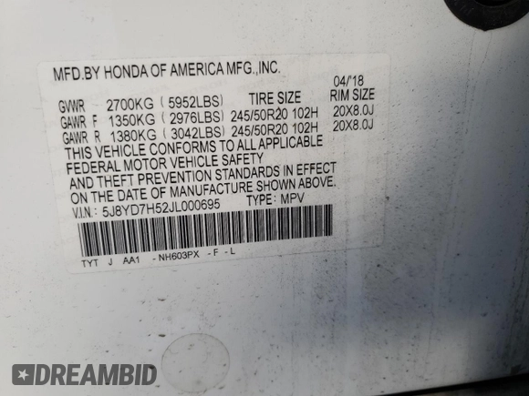 2018 Acura MDX Sport Hybrid w/Technology Pkg with VIN 5J8YD7H52JL000695, listed as a Copart auction lot 38341403 with 62,966 mi miles. Bid and sale history available at carsss.com. Image 13.