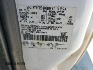 2002 Ford F-250 XL с VIN 1FTNX21F62EB72958, выставлен на аукционе Copart как лот 64620005 с пробегом 167 707 миль миль и Списание • Salvage title. История ставок и продаж доступна на DreamBid. Изображение 12.