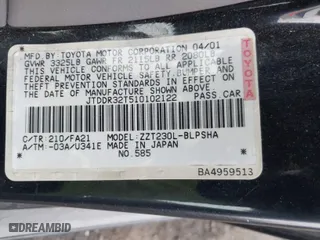 2001 Toyota Celica GT with VIN JTDDR32T510102122, listed as a IAAI auction lot 42027693 with 154,342 mi miles. Bid and sale history available at carsss.com. Image 9.