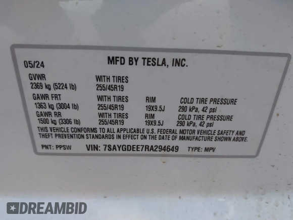 2024 Tesla Model Y Long Range z VIN 7SAYGDEE7RA294649, wystawiony jako IAAI lot #42022150 z przebiegiem 9 110 mil mil oraz . Historia ofert i sprzedaży dostępna na DreamBid. Obrazek 9.