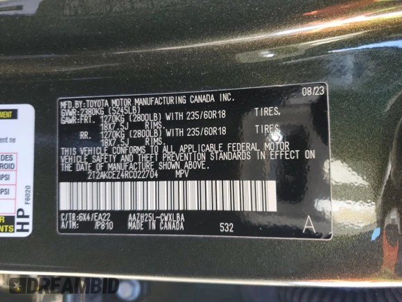 2024 Lexus NX 350h with VIN 2T2AKCEZ4RC022704, listed as a Copart auction lot 49720315 with 15,402 mi miles and Salvage title. Bid and sale history available at DreamBid. Image 13.