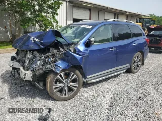 2018 Nissan Pathfinder Platinum z VIN 5N1DR2MN8JC669962, wystawiony jako Copart lot #56760475 z przebiegiem Nie podano mil oraz Szkoda całkowita • Salvage title. Historia ofert i sprzedaży dostępna na DreamBid. Obrazek 1.