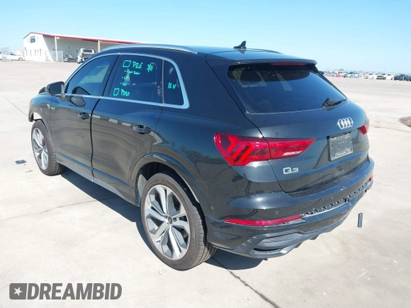 2021 Audi Q3 S line Premium Plus with VIN WA1EECF3XM1133790, listed as a IAAI auction lot 41870016 with 43,794 mi miles and . Bid and sale history available at DreamBid. Image 3.