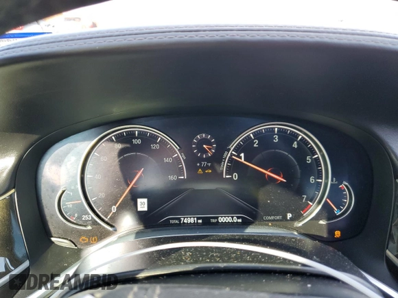 2016 BMW 7 Series 740i with VIN WBA7E2C58GG548314, listed as a Copart auction lot 72876922 with 74,981 mi miles. Bid and sale history available at carsss.com. Image 9.