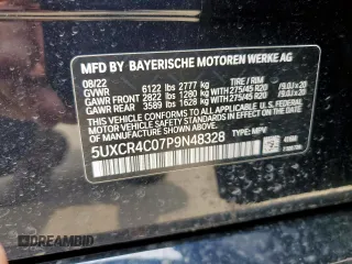 2023 BMW X5 sDrive40i with VIN 5UXCR4C07P9N48328, listed as a Copart auction lot 57619515 with 32,174 mi miles and Salvage title. Bid and sale history available at DreamBid. Image 13.