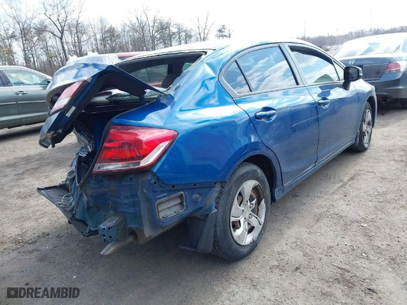 2013 Honda Civic Sdn LX with VIN 2HGFB2F51DH599626, listed as a IAAI auction lot 41628043 with 72,517 mi miles. Bid and sale history available at carsss.com. Image 4.