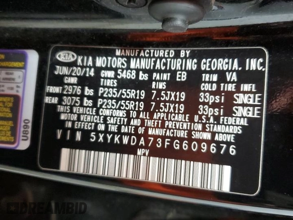 2015 Kia Sorento SX Limited with VIN 5XYKWDA73FG609676, listed as a Copart auction lot 50729875 with 71,238 mi miles and Salvage Title. Bid and sale history available at carsss.com. Image 16.