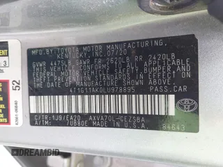 2020 Toyota Camry SE with VIN 4T1G11AK0LU978895, listed as a IAAI auction lot 41686039 with 106,413 mi miles. Bid and sale history available at carsss.com. Image 9.