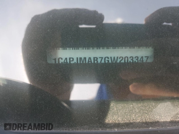 2016 Jeep Cherokee Sport with VIN 1C4PJMAB7GW203347, listed as a Copart auction lot 62055885 with 87,083 mi miles and Salvage title. Bid and sale history available at DreamBid. Image 12.