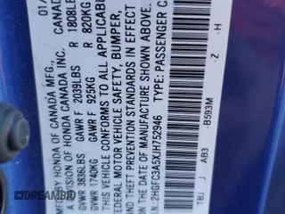 2018 Honda Civic Si Coupe with VIN 2HGFC3A5XJH752946, listed as a Copart auction lot 43460755 with 86,961 mi miles and Non Repairable. Bid and sale history available at carsss.com. Image 12.