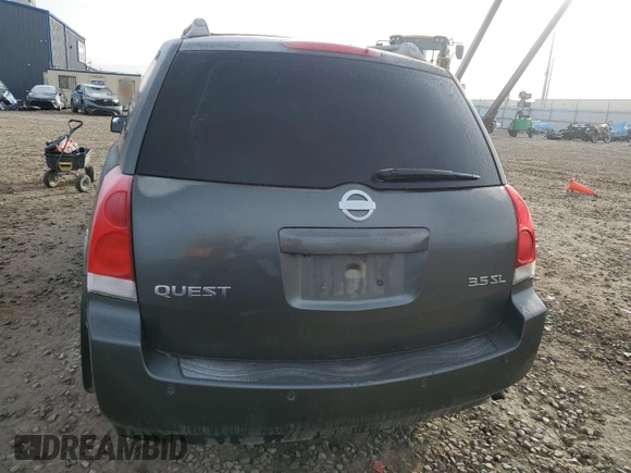 2006 Nissan Quest SL with VIN 5N1BV28UX6N121137, listed as a Copart auction lot 85929024 with 0 mi miles and Salvage Title. Bid and sale history available at carsss.com. Image 6.