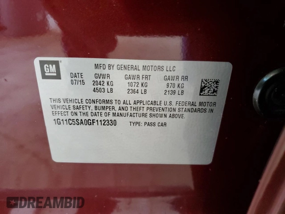 2016 Chevrolet Malibu Limited LT with VIN 1G11C5SA0GF112330, listed as a Copart auction lot 67139544 with 161,577 mi miles and Non Repairable. Bid and sale history available at carsss.com. Image 14.