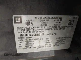 2016 Chevrolet Suburban LT z VIN 1GNSCHKC3GR313126, wystawiony jako IAAI lot #41743640 z przebiegiem 178 351 mil mil oraz . Historia ofert i sprzedaży dostępna na DreamBid. Obrazek 9.