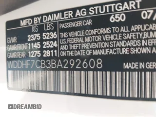 2011 Mercedes-Benz E 550 Luxury with VIN WDDHF7CB3BA292608, listed as a IAAI auction lot 41615375 with 194,183 mi miles and . Bid and sale history available at DreamBid. Image 9.