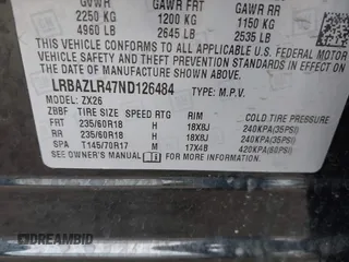 2022 Buick Envision Preferred with VIN LRBAZLR47ND126484, listed as a IAAI auction lot 41744049 with 15,130 mi miles and . Bid and sale history available at carsss.com. Image 9.
