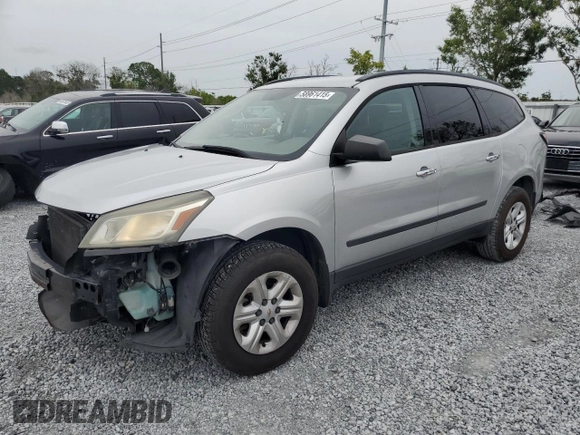 2014 Chevrolet Traverse LS z VIN 1GNKRFED0EJ257455, wystawiony jako Copart lot #58961415 z przebiegiem 136 284 mil mil oraz Szkoda całkowita • Salvage title. Historia ofert i sprzedaży dostępna na DreamBid. Obrazek 1.