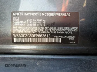 2015 BMW 3 Series 320i xDrive with VIN WBA3C3C50FP663613, listed as a Copart auction lot 65309245 with Not provided miles and Non repairable. Bid and sale history available at DreamBid. Image 12.