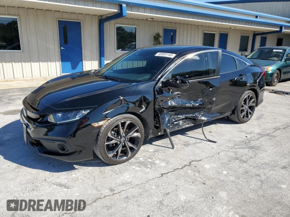 2019 Honda Civic Sedan Sport with VIN 2HGFC2F80KH605890, listed as a Copart auction lot 48865145 with 37,424 mi miles and Salvage Title. Bid and sale history available at carsss.com. Image 1.