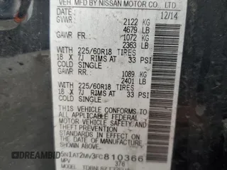 2015 Nissan Rogue SL z VIN 5N1AT2MV3FC810366, wystawiony jako Copart lot #50383365 z przebiegiem 134 607 mil mil oraz Szkoda całkowita • Salvage title. Historia ofert i sprzedaży dostępna na DreamBid. Obrazek 14.