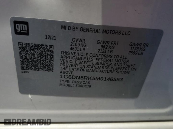 2021 Cadillac CT5 Premium Luxury z VIN 1G6DN5RK5M0146553, wystawiony jako Copart lot #42398275 z przebiegiem 36 559 mil mil oraz Szkody całkowita. Historia ofert i sprzedaży dostępna na DreamBid. Obrazek 14.