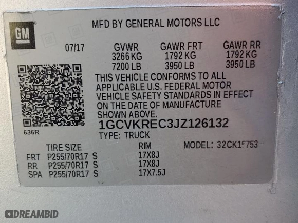 2017 Chevrolet Silverado 1500 LTZ with VIN 3GCUKSEC6HG202505, listed as a Copart auction lot 83042784 with 0 mi miles and Clean Title. Bid and sale history available at carsss.com. Image 12.