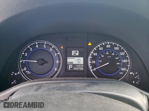 2014 Infiniti Q60 Journey with VIN JN1CV6EK7EM111921, listed as a Copart auction lot 59784965 with 119,379 mi miles and Salvage title. Bid and sale history available at DreamBid. Image 9.