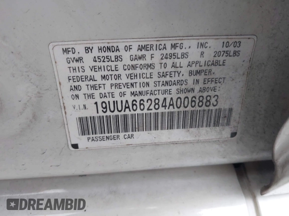 2004 Acura TL z VIN 19UUA66284A006883, wystawiony jako IAAI lot #40707104 z przebiegiem 198 450 mil mil oraz . Historia ofert i sprzedaży dostępna na DreamBid. Obrazek 9.