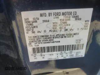 2006 Ford F-150 XLT with VIN 1FTPX14546FA87008, listed as a Copart auction lot 58005005 with 148,295 mi miles and Salvage title. Bid and sale history available at DreamBid. Image 12.