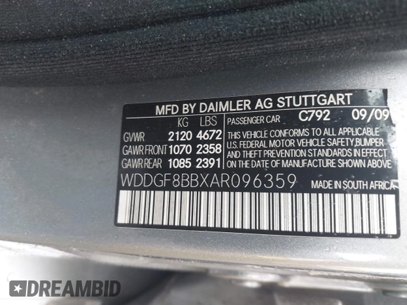 2010 Mercedes-Benz C 300 Sport z VIN WDDGF8BBXAR096359, wystawiony jako IAAI lot #42315575 z przebiegiem 98 293 mil mil oraz . Historia ofert i sprzedaży dostępna na DreamBid. Obrazek 9.