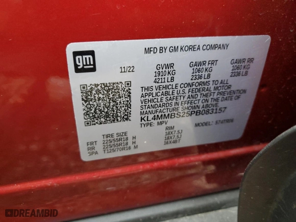 2023 Buick Encore GX Preferred with VIN KL4MMBS25PB083157, listed as a Copart auction lot 79299014 with 25,637 mi miles and Salvage Title. Bid and sale history available at carsss.com. Image 12.